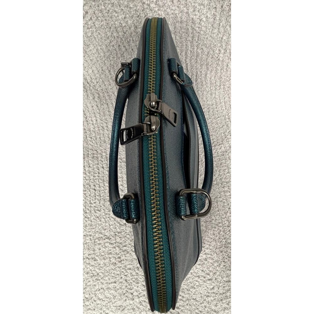 Coach Teal Blue Metallic Leather Dome Sierra Satchel Purse F22313 #76916 - Picture 6 of 10